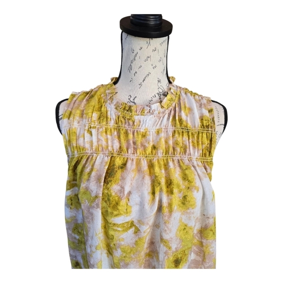 Joie Yellow White Floral Sleeveless Blouse M - Picture 2 of 8